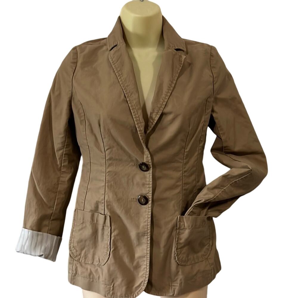 Old Navy Tan Lined Fitted Blazer Jacket Woman Size XS Preppy